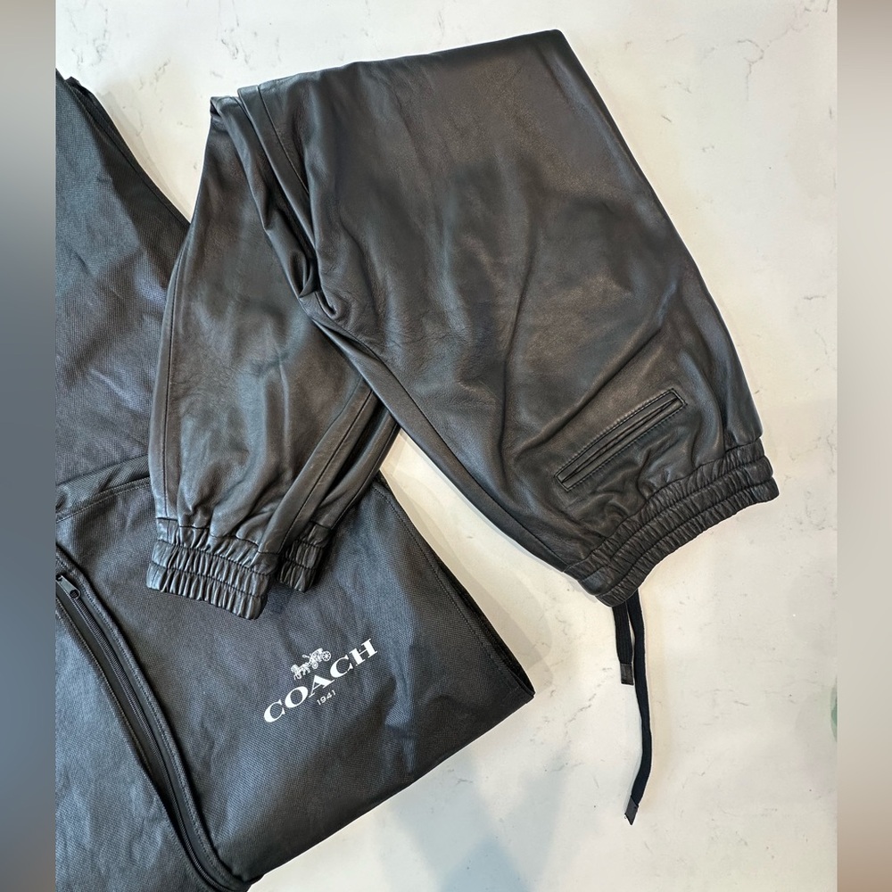 Coach leather joggers